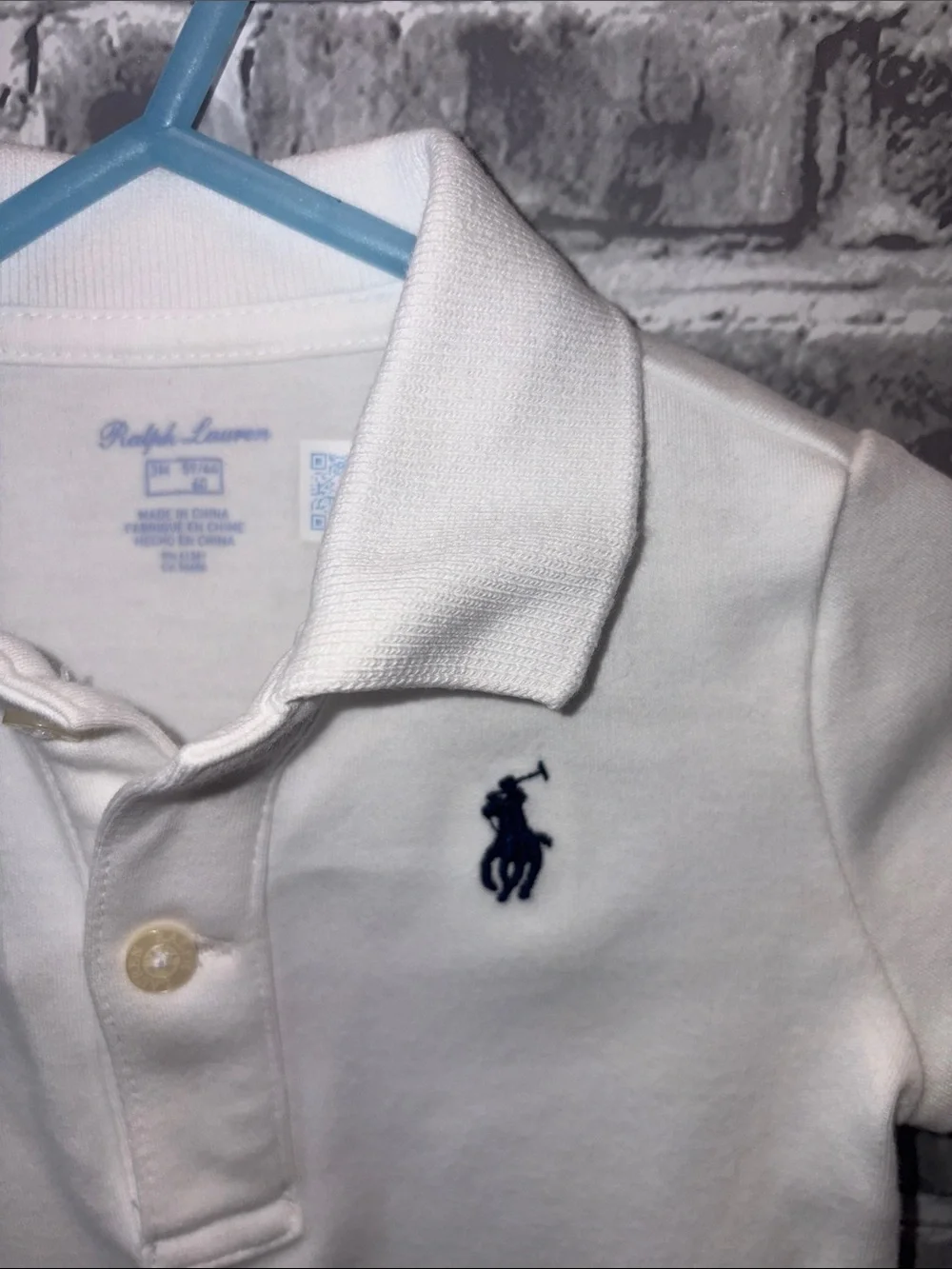 Ralph Lauren White Polo Romper with Navy Pony